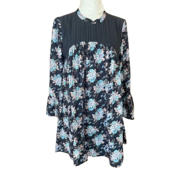 Volcom Salty Free Dress Tunic Floral Long Sleeve Knee Length Fully Lined Relax M - Picture 2 of 10